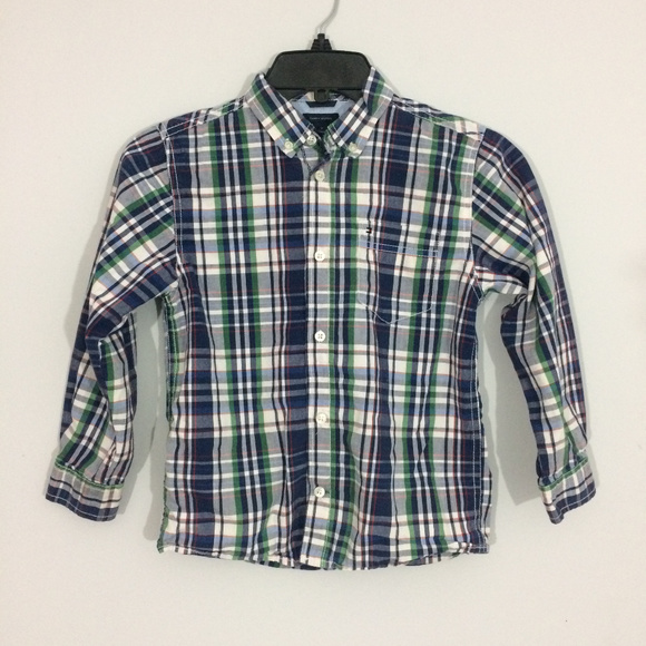 Tommy Hilfiger Boys 7 Plaid Button Up Dress Shirt - Picture 1 of 6